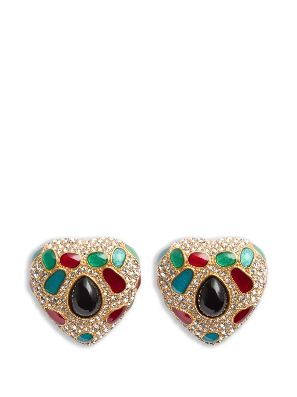 Valentino Garavani Coeur Royal metal, enamel and Swarovski® crystal earrings - Oro