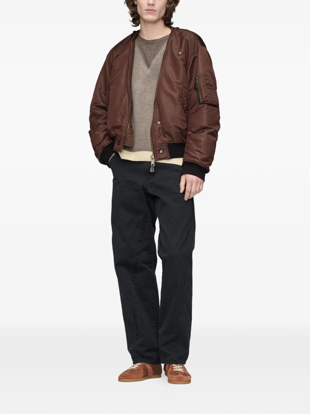 Maison Margiela Omkeerbaar bomberjack met stiksels Bruin