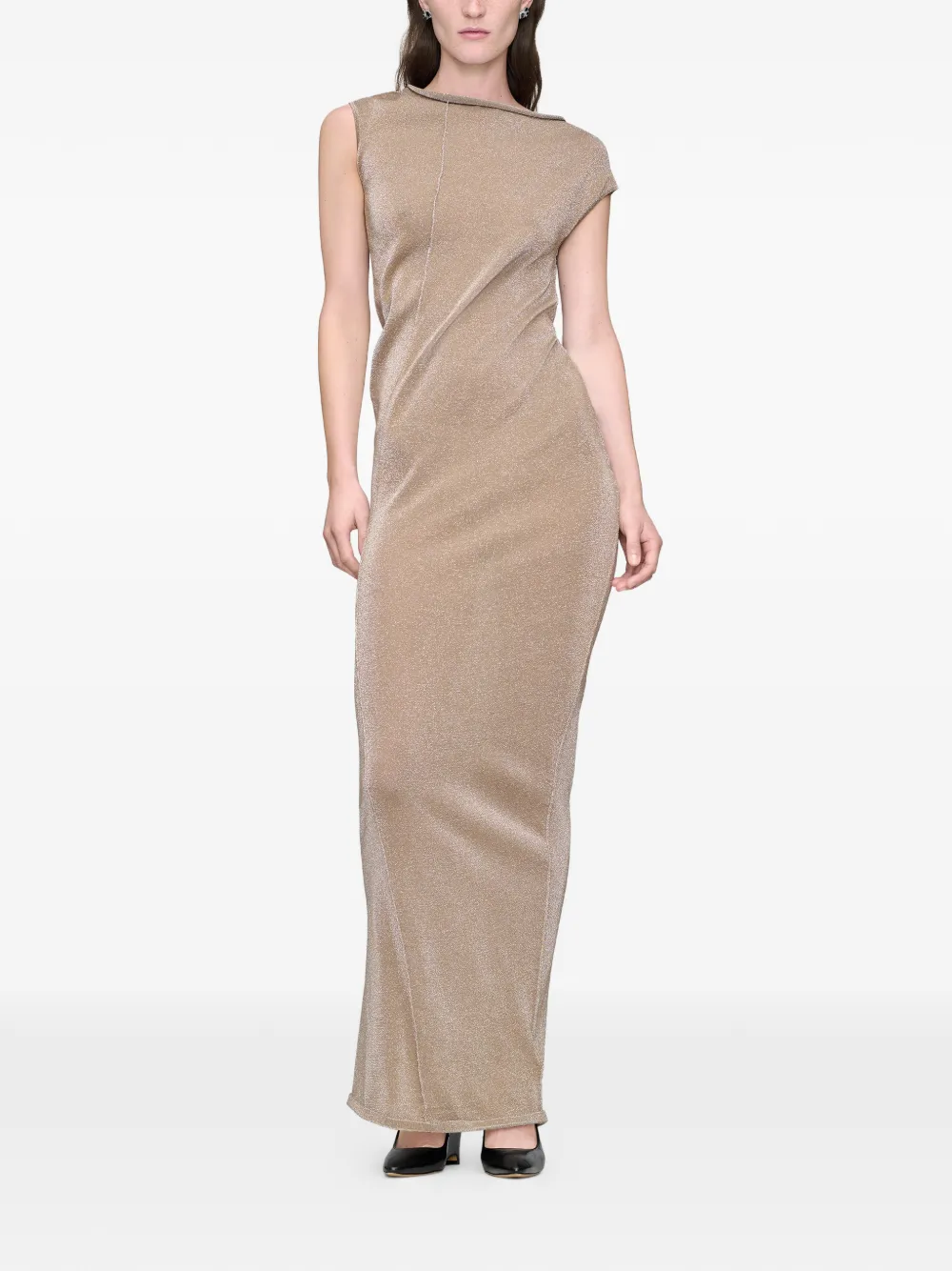 Maison Margiela Glanzende gedrapeerde maxi-jurk Beige