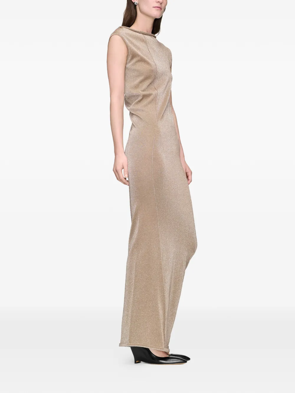 Maison Margiela Glanzende gedrapeerde maxi-jurk Beige