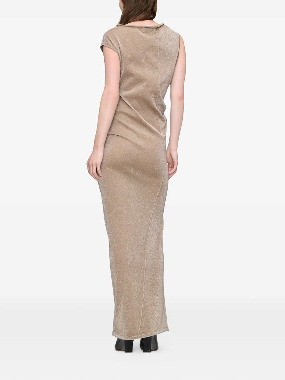 Maison Margiela Glanzende gedrapeerde maxi-jurk Beige