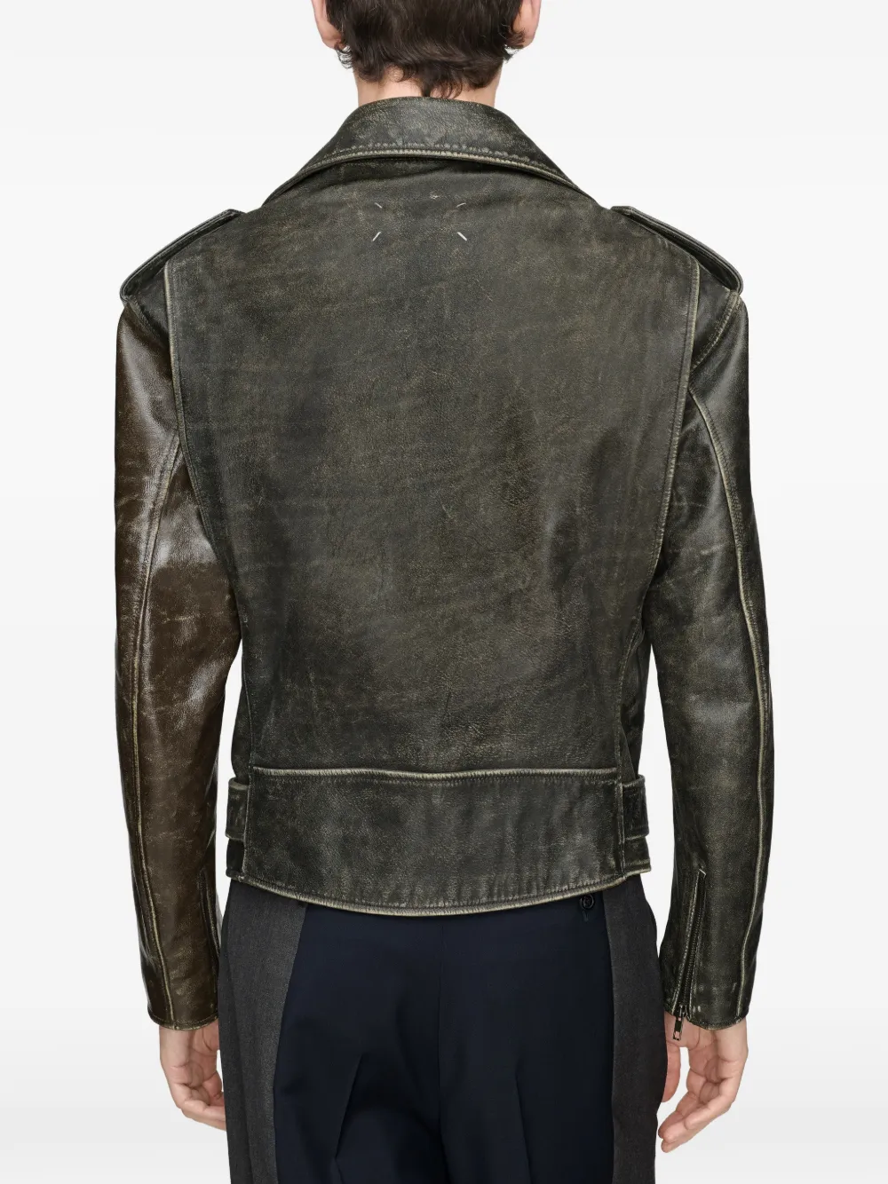 Maison Margiela Leren bikerjack Zwart