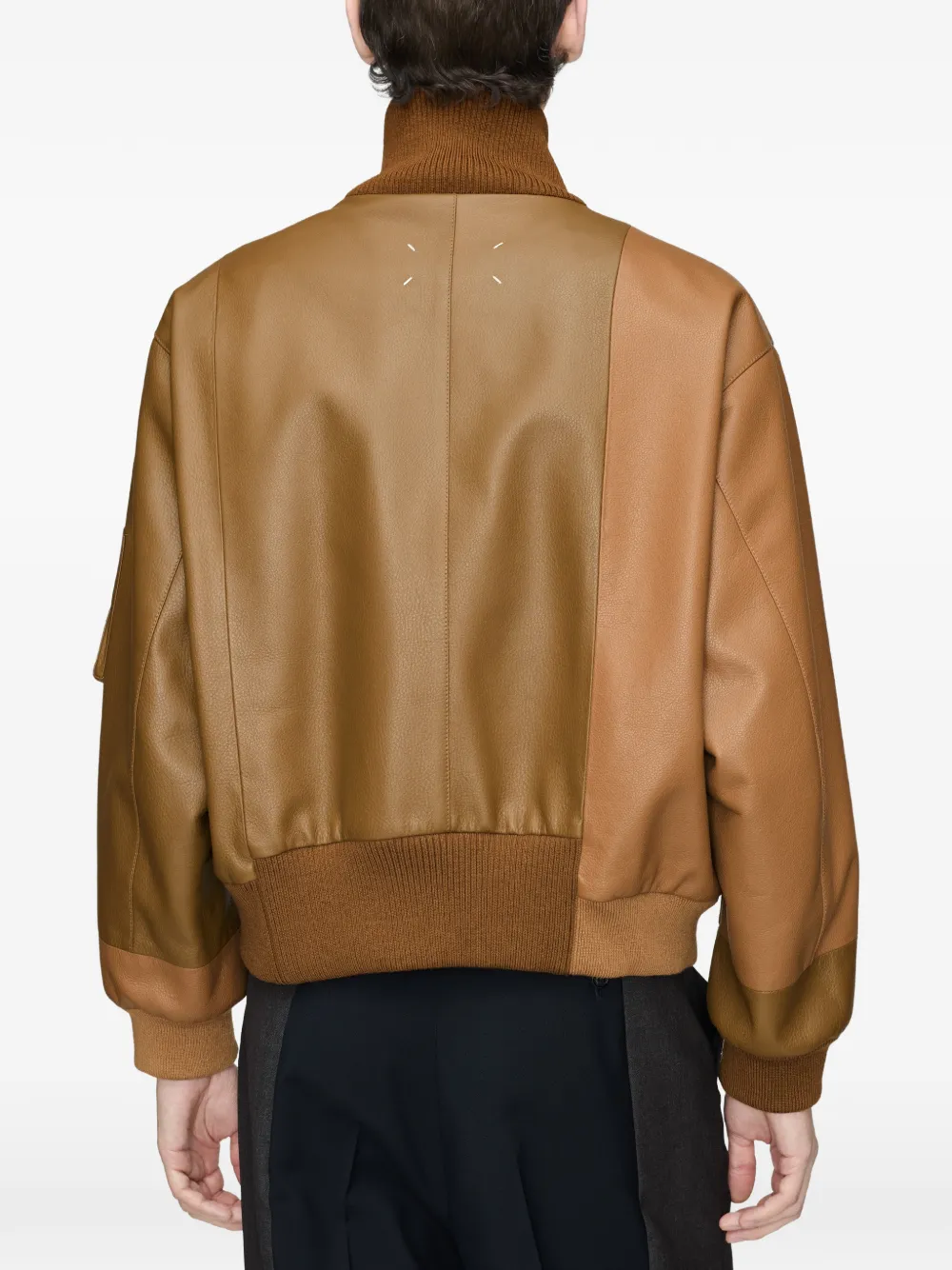 Maison Margiela Leren bomberjack met split Bruin