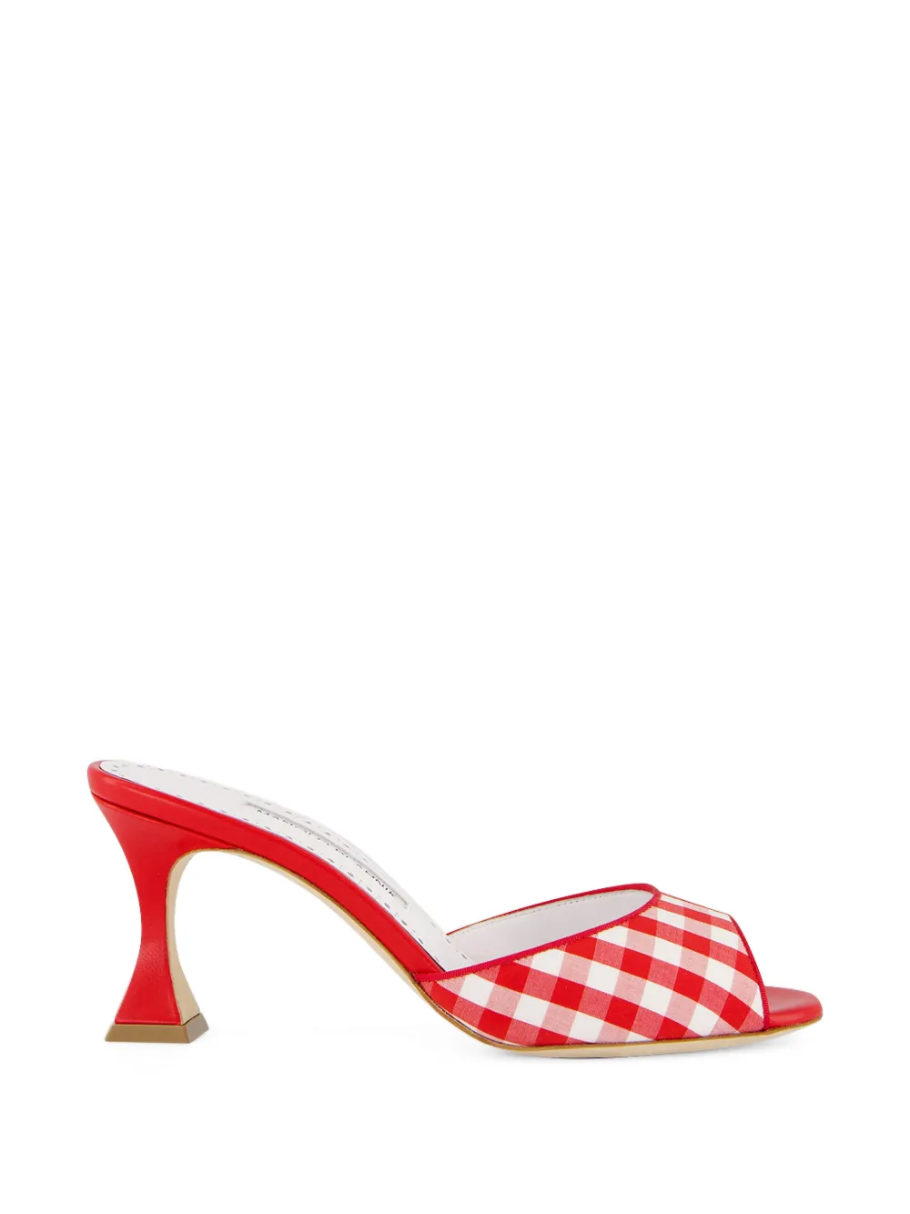 Manolo Blahnik Jadara cotton gingham mules Rood