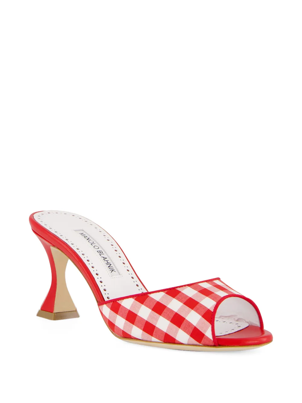 Manolo Blahnik Jadara cotton gingham mules Rood