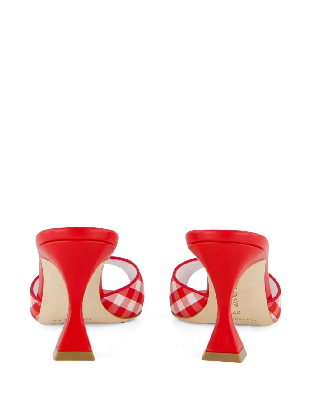 Manolo Blahnik Jadara cotton gingham mules Rood