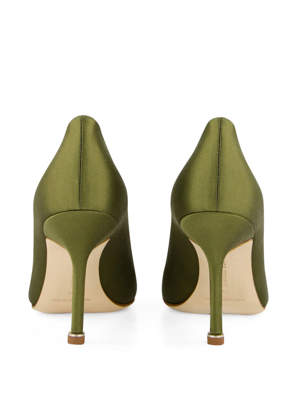 Manolo Blahnik Hangisi crystal-buckle satin pumps Groen