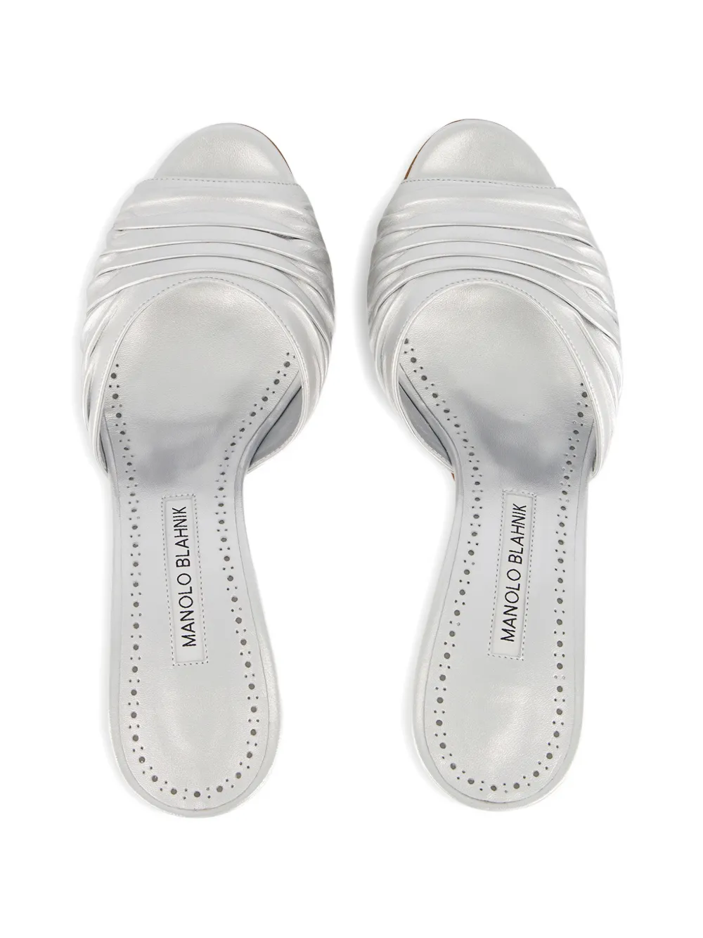Manolo Blahnik Pirua nappa leather heeled mules Zilver