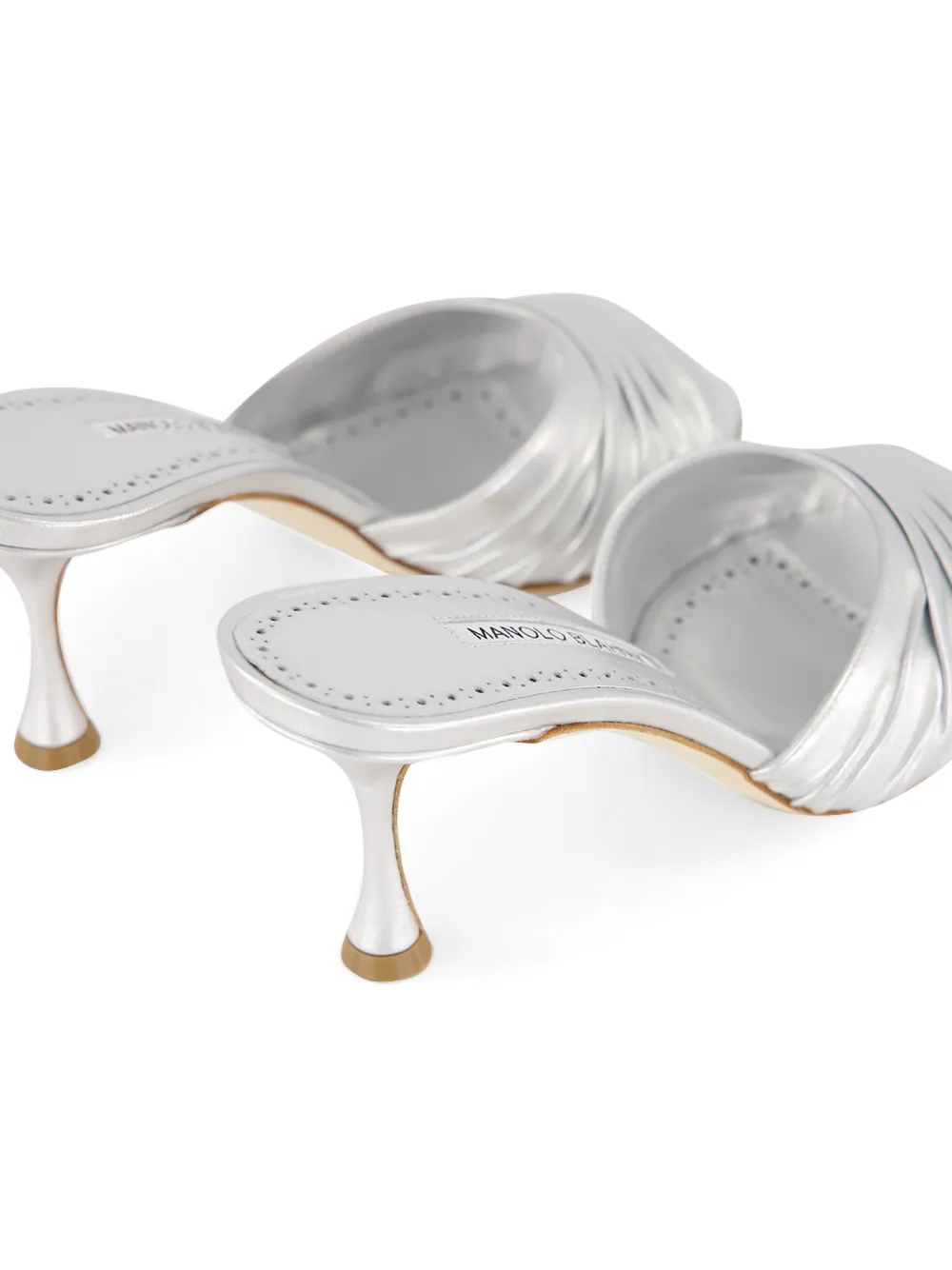Manolo Blahnik Pirua nappa leather heeled mules Zilver