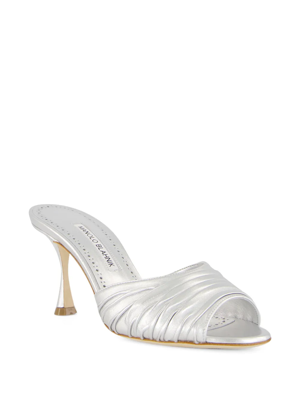 Manolo Blahnik Pirua nappa leather heeled mules Zilver