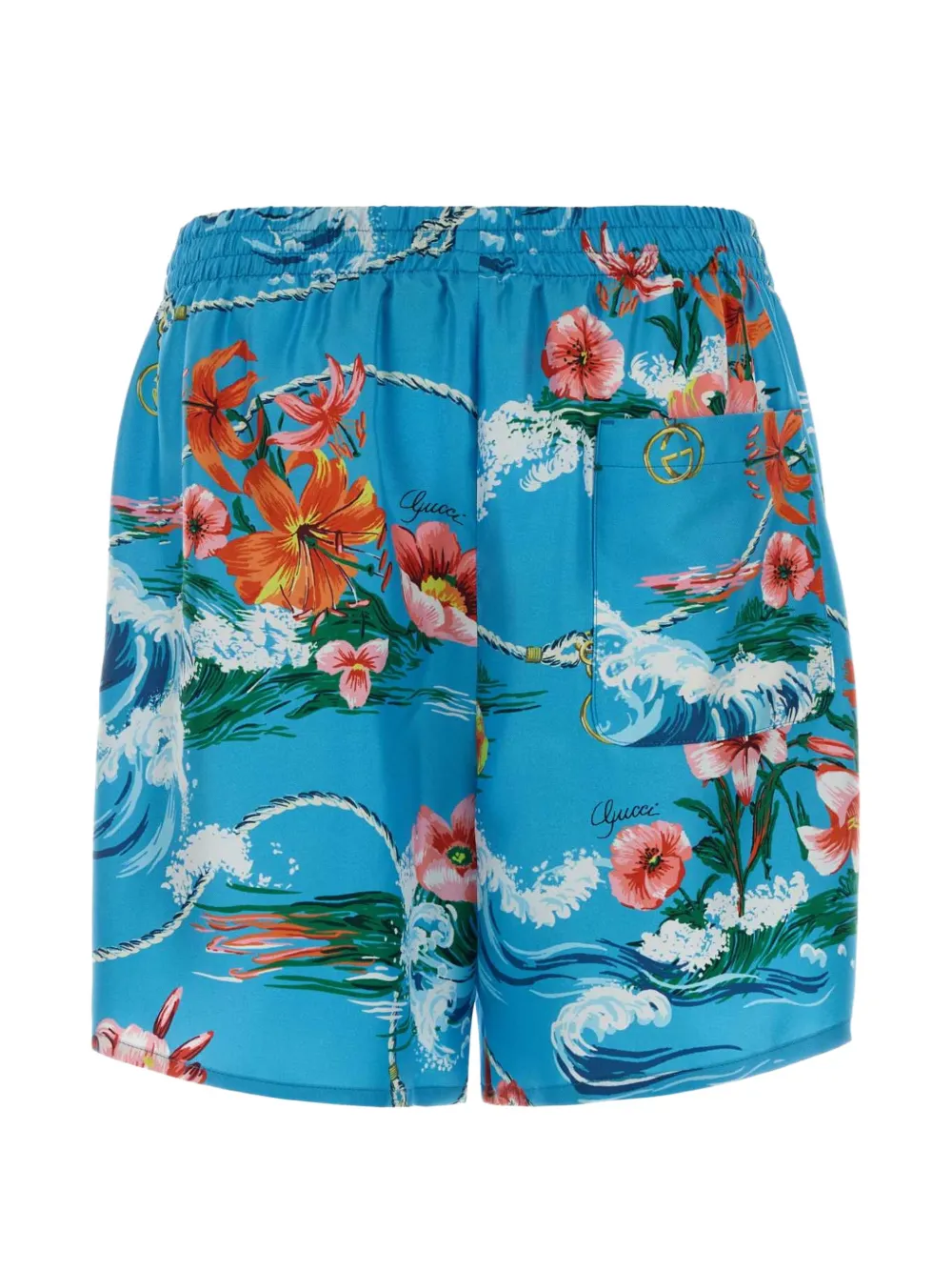 Gucci Zijden bermuda shorts met bloemenprint Blauw