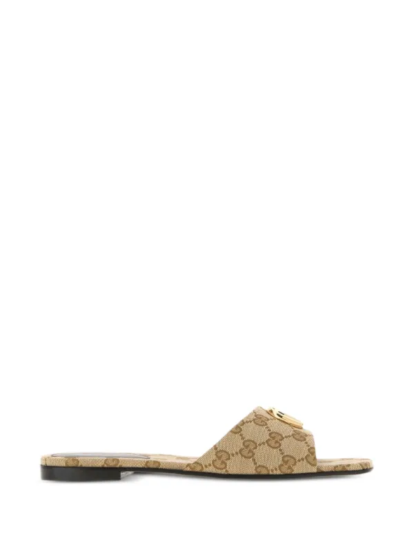 Gucci Slide Sandals with Double G in Neutrals
