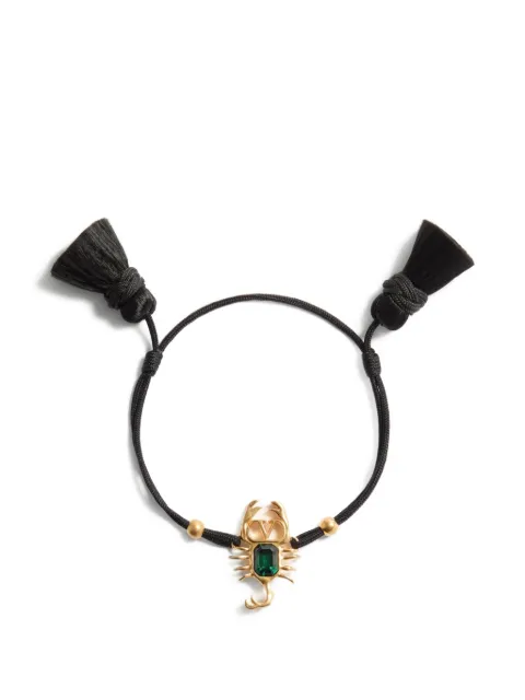 Valentino Garavani Gardienne bracelet in metal, crystal, and rope with tassels