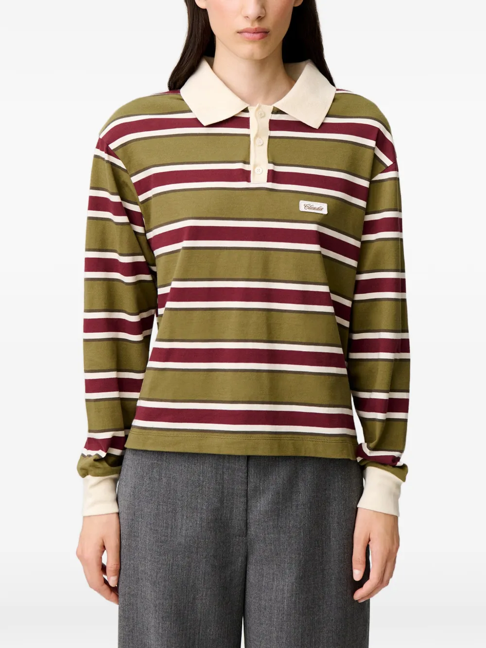 Claudie Pierlot Gestreept poloshirt Groen