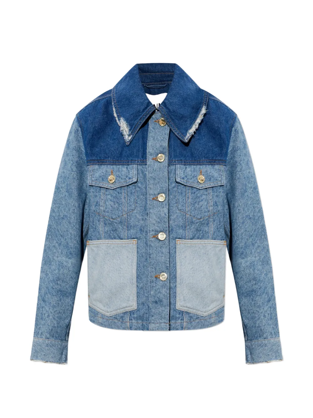 GANNI distressed-collar jacket - Blau