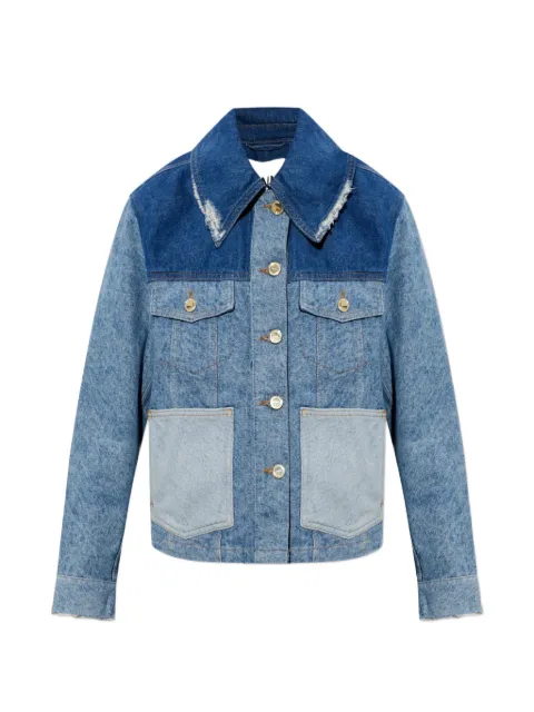 GANNI panelled distressed denim jacket