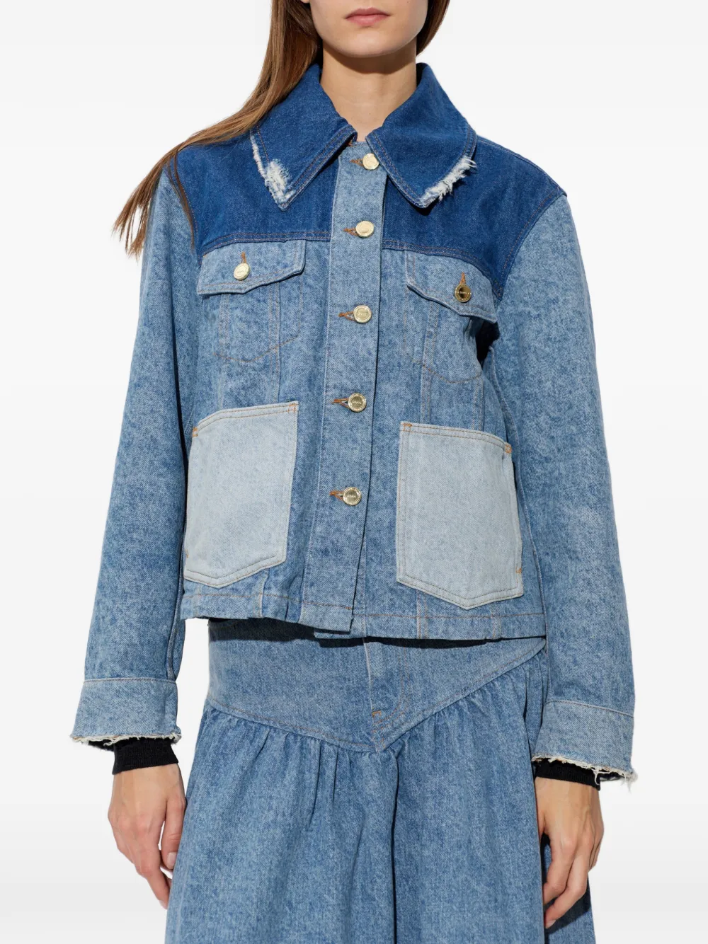 GANNI Jack met gerafelde kraag Blauw