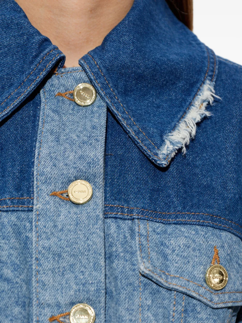 GANNI Jack met gerafelde kraag Blauw