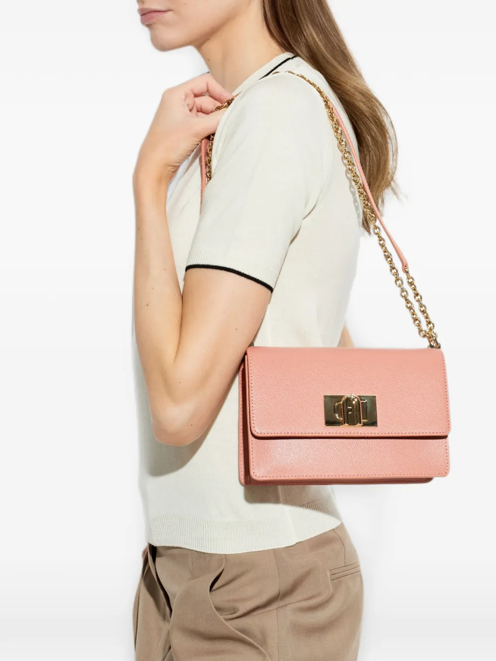 Furla 1927 mini leren crossbodytas Roze