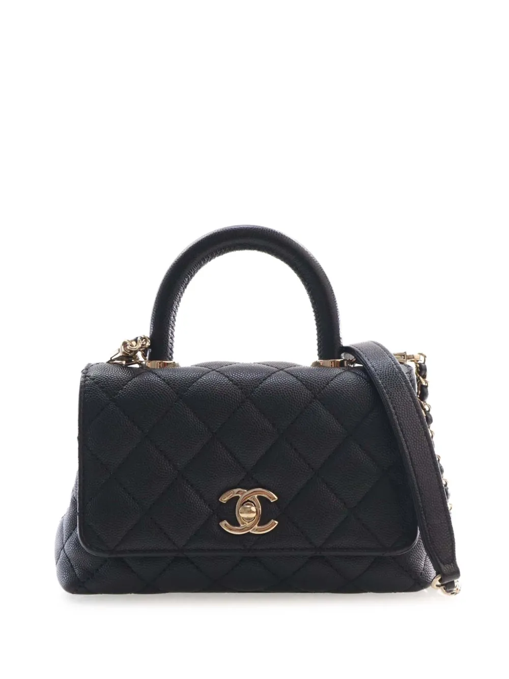 CHANEL Pre-Owned 2021-2026 Extra Mini Quilted Caviar Coco Top Handle Bag satchel - Nero