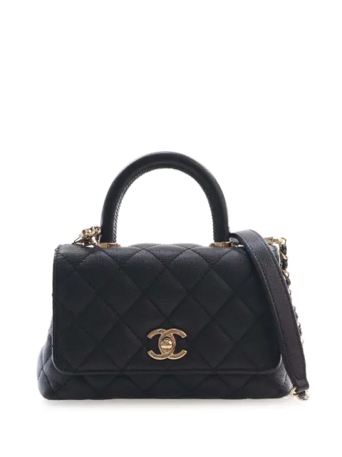 CHANEL Pre-Owned 2021-2026 Extra Mini Quilted Caviar Coco Top Handle Bag satchel