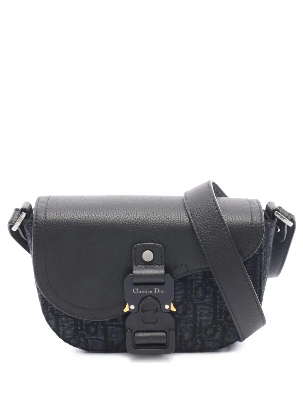 Christian Dior Pre-Owned 2021-2026 Small Oblique and Leather Saddle Bag shoulder bag - Nero