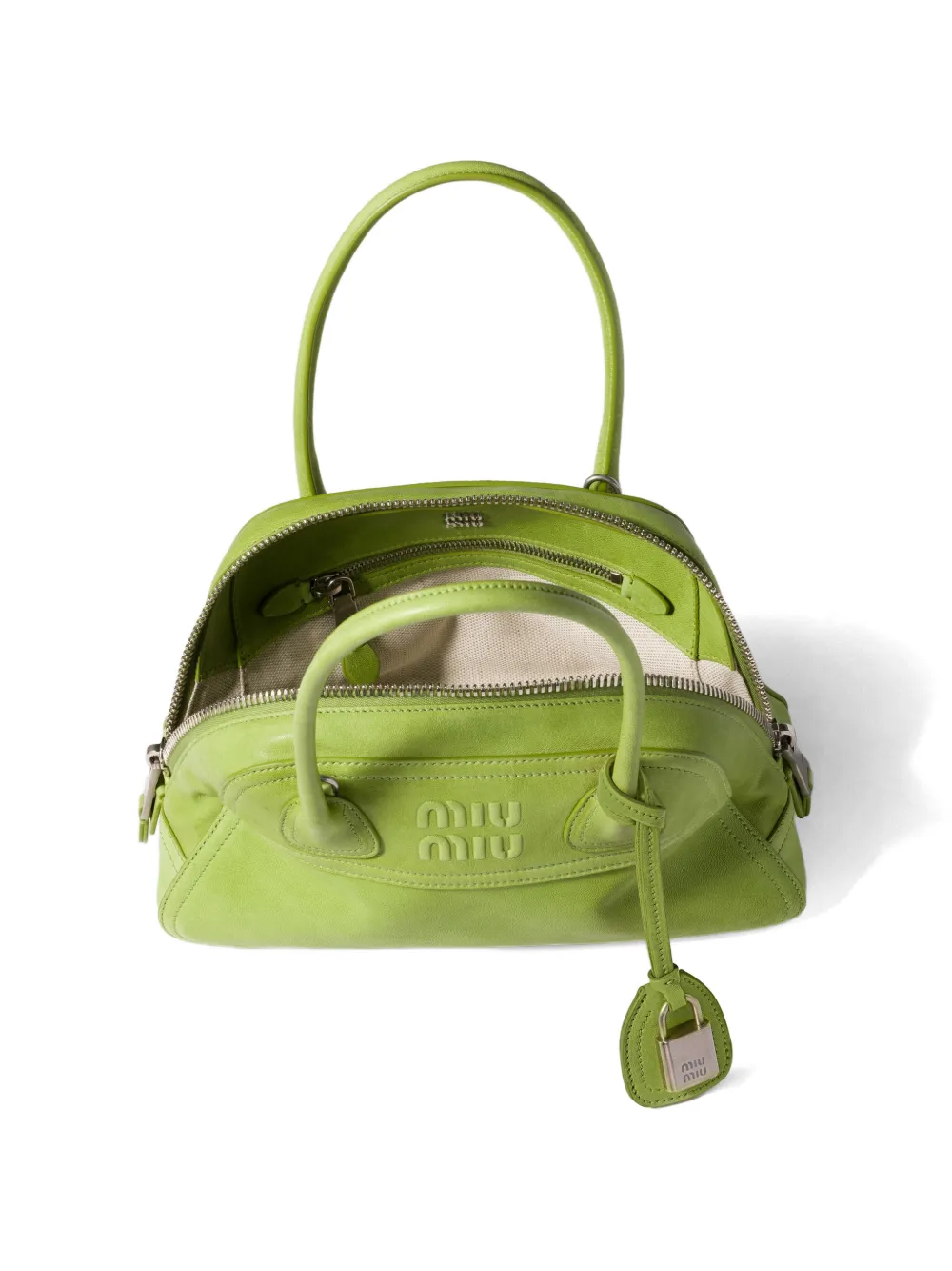 Miu Vivant nappa leren tas Groen