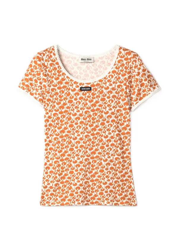 Miu Miu コットン Tシャツ | ニュートラル | FARFETCH JP