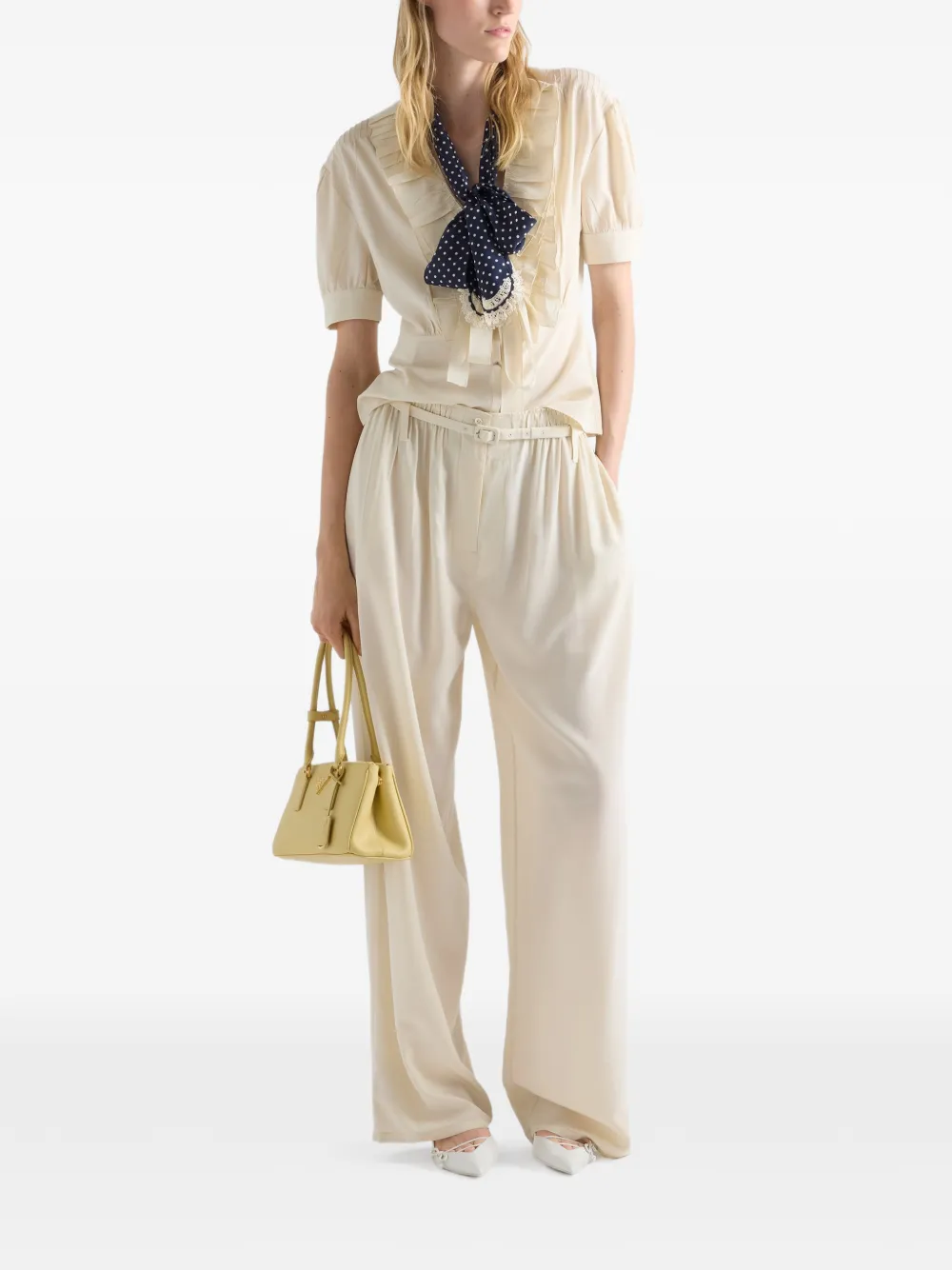  Prada Pantalones De Seda - Neutro 