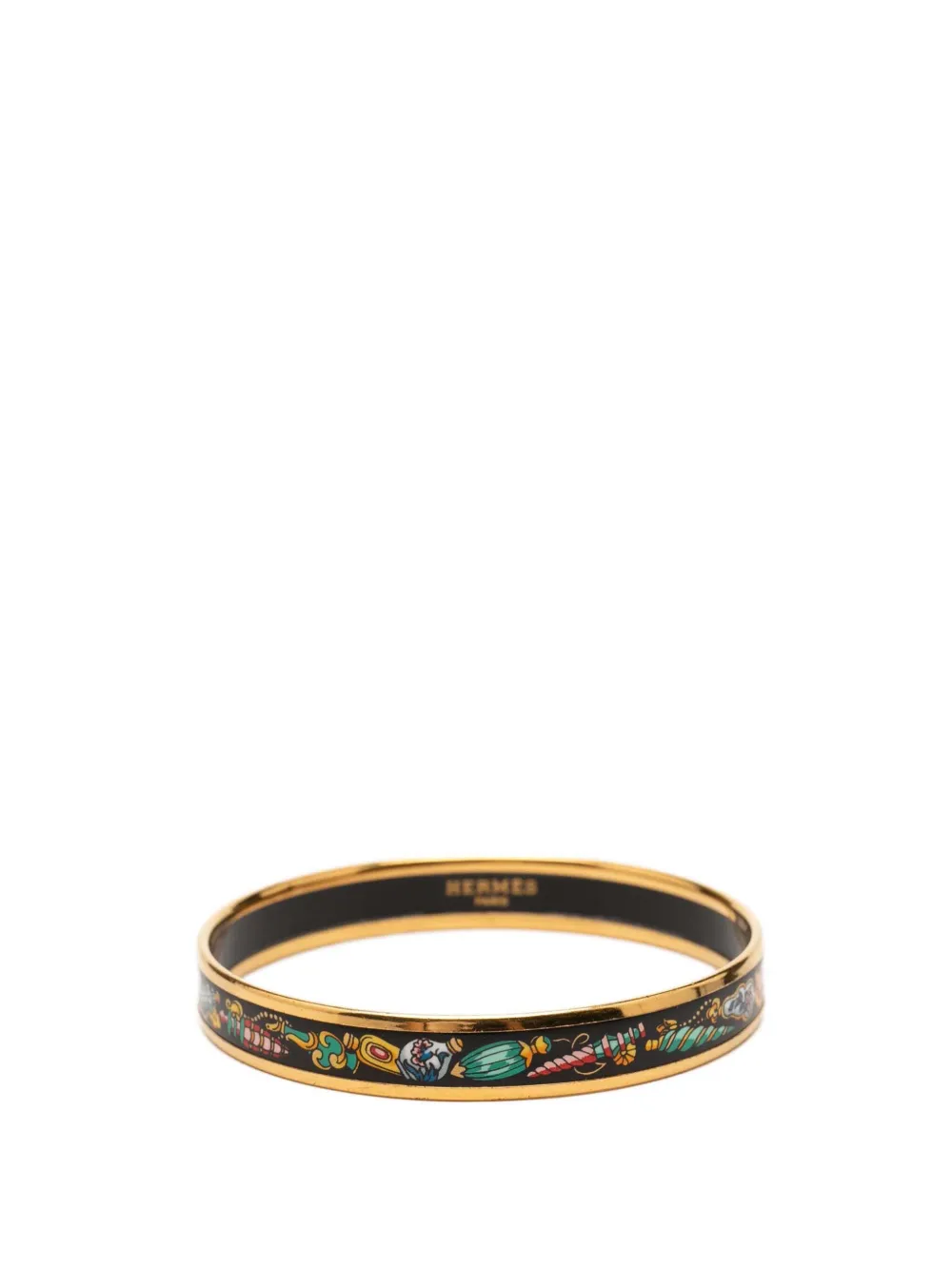Hermès Pre-Owned 20th Century Narrow Qu Importe le Flacon Enamel Bangle 62 costume bracelet - Nero