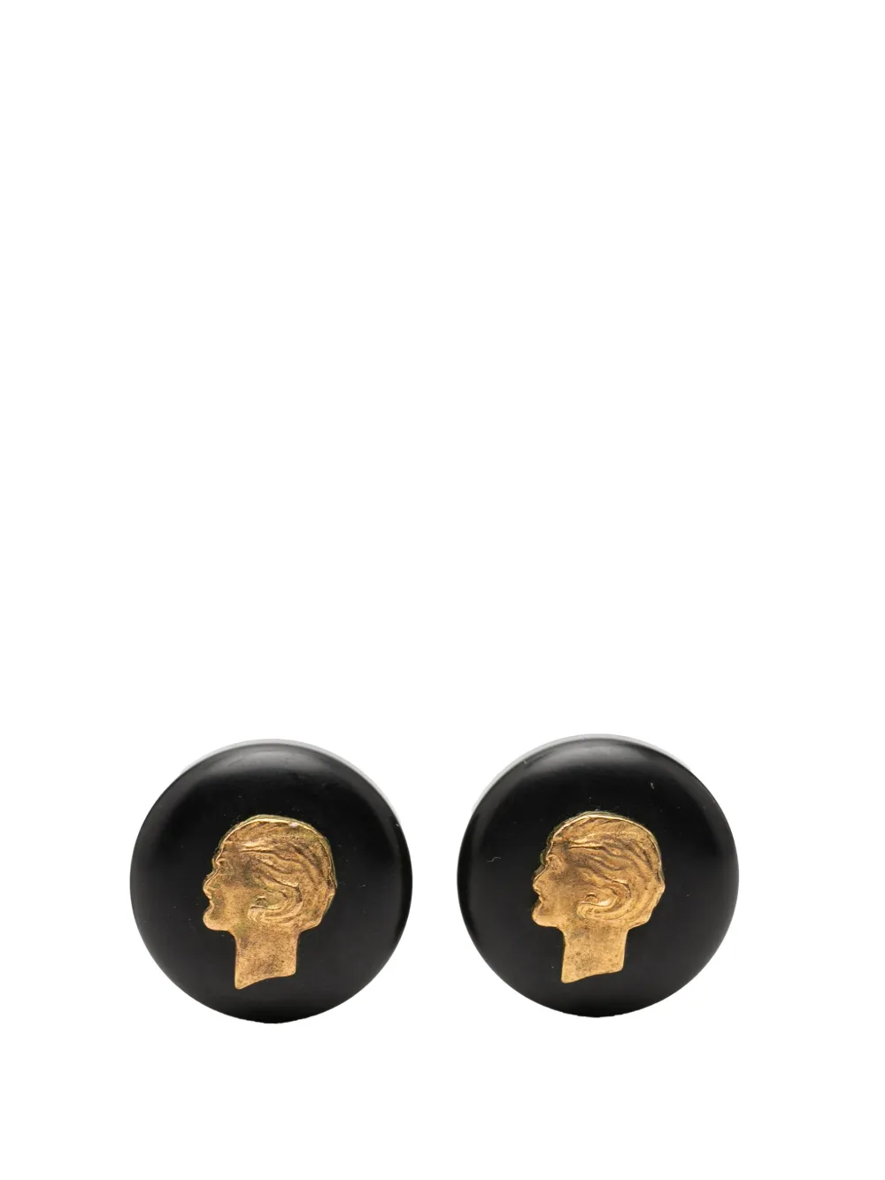 CHANEL Pre-Owned 1994 Resin and Gold Plated Mademoiselle Button Clip On Earrings costume earrings - Nero