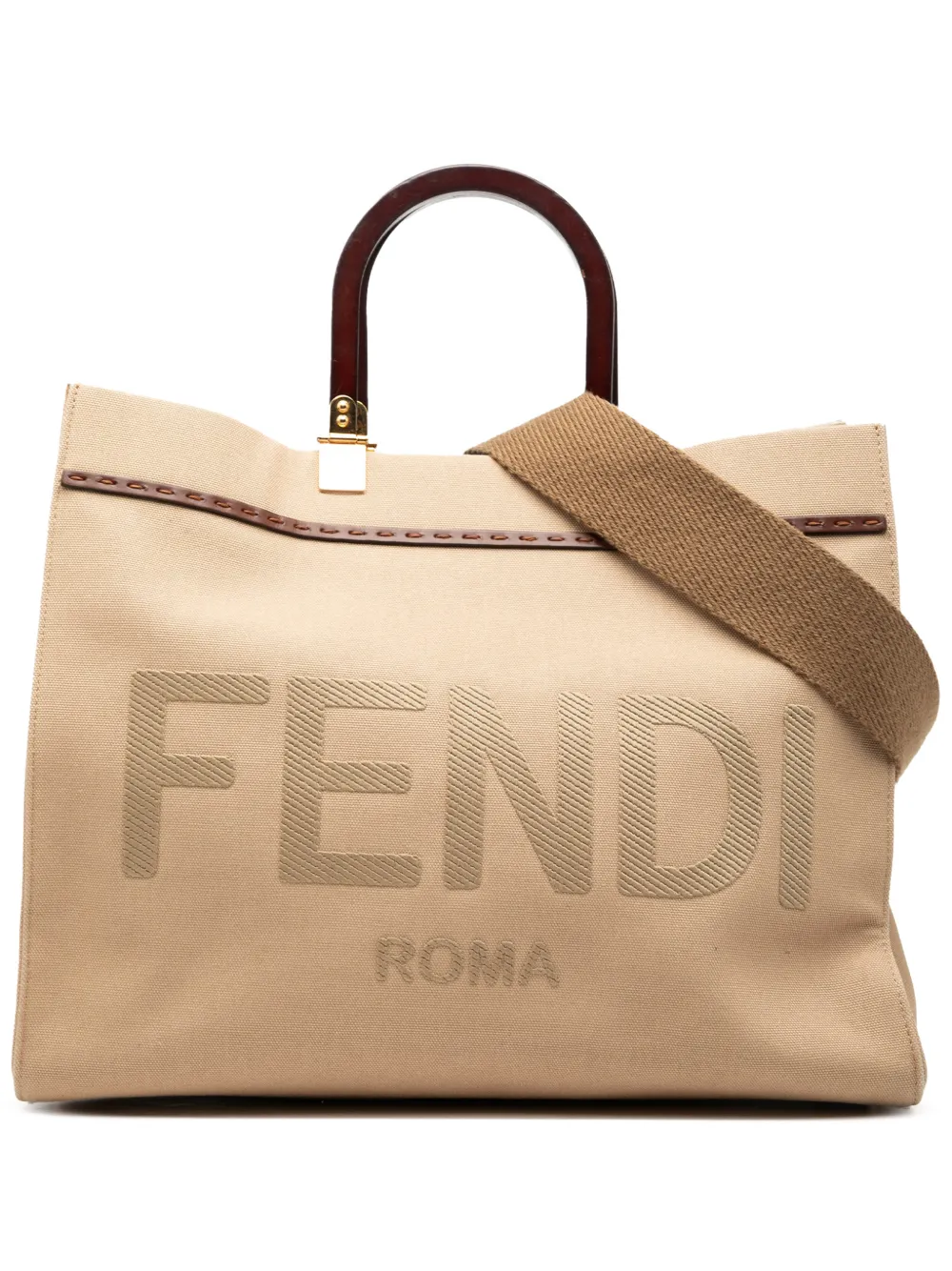 Fendi Pre-Owned 2010-2026 Medium Canvas Sunshine Shopper Tote satchel - Marrone