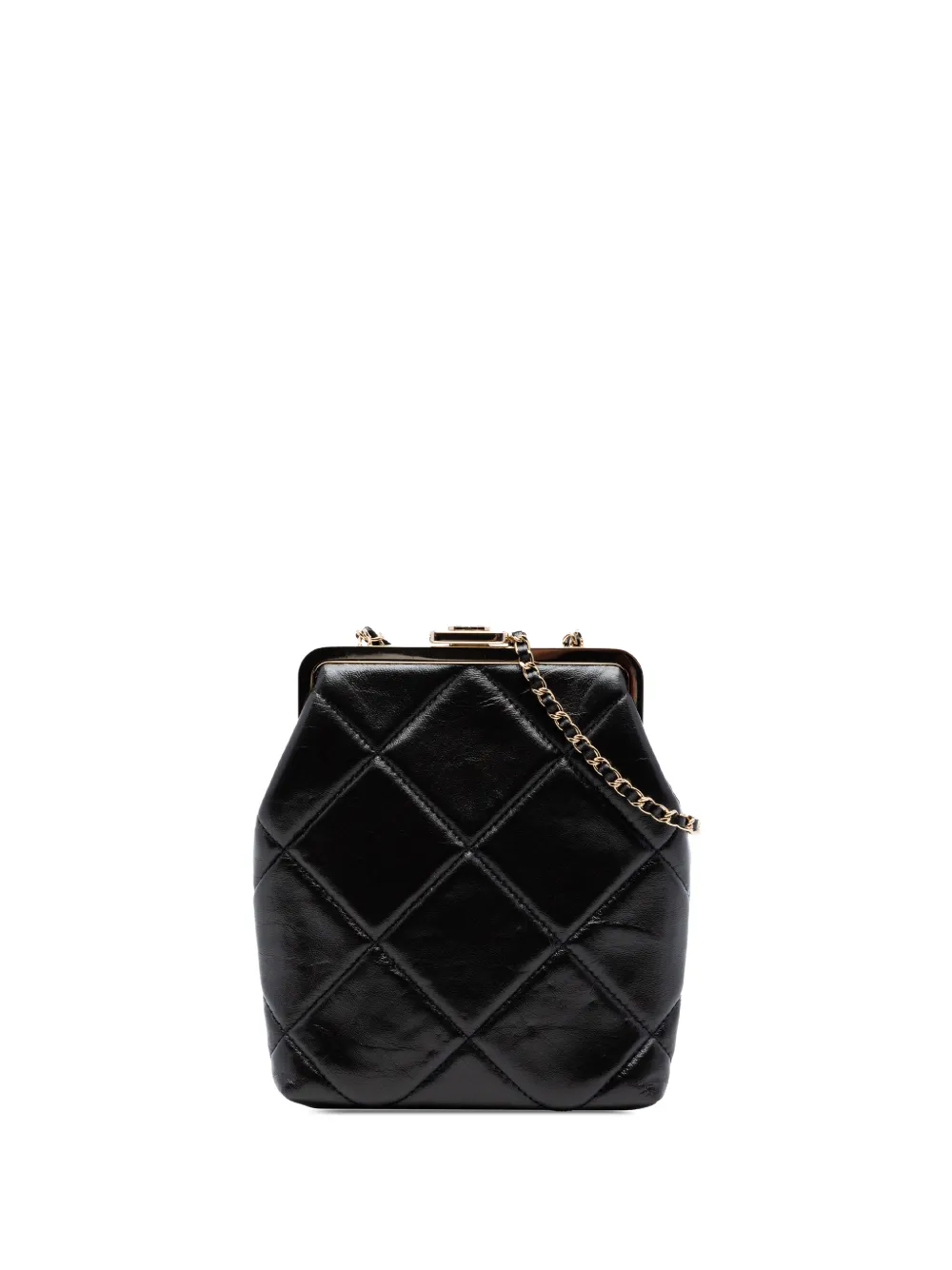 CHANEL Pre-Owned 2020 Small CC Quilted Lambskin Kisslock Frame Clutch crossbody bag - Schwarz