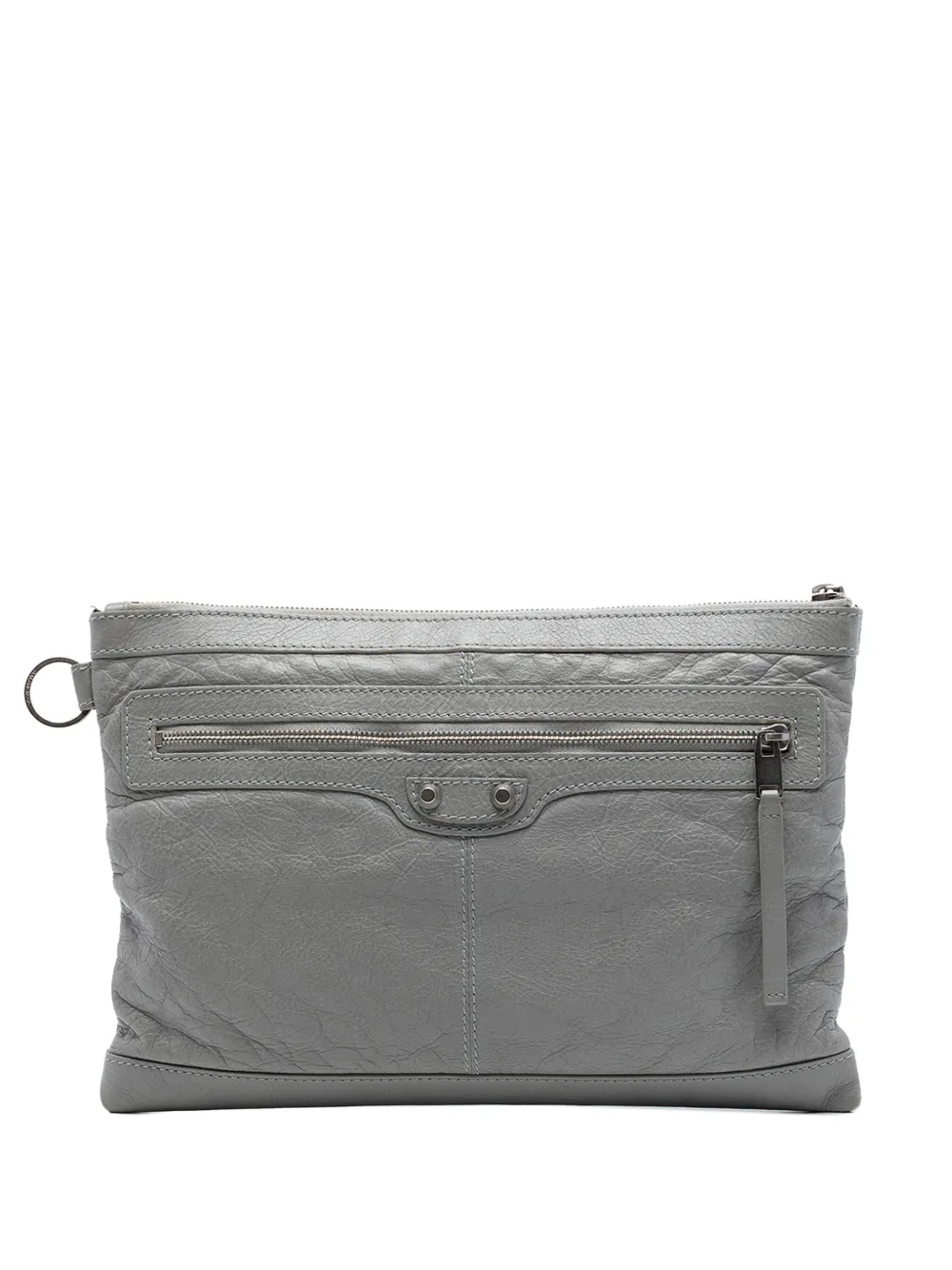 Balenciaga Pre-Owned 2016 Lambskin Motocross Classic Clip M clutch bag - Grigio