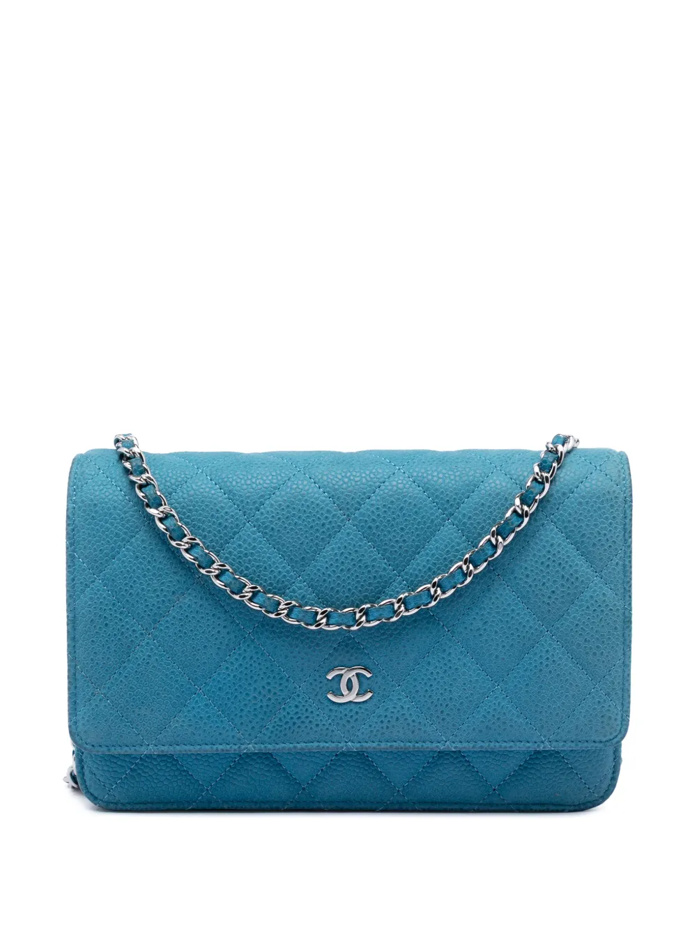 CHANEL Pre-Owned 2013-2014 CC Quilted Caviar Wallet on Chain crossbody bag - Blu