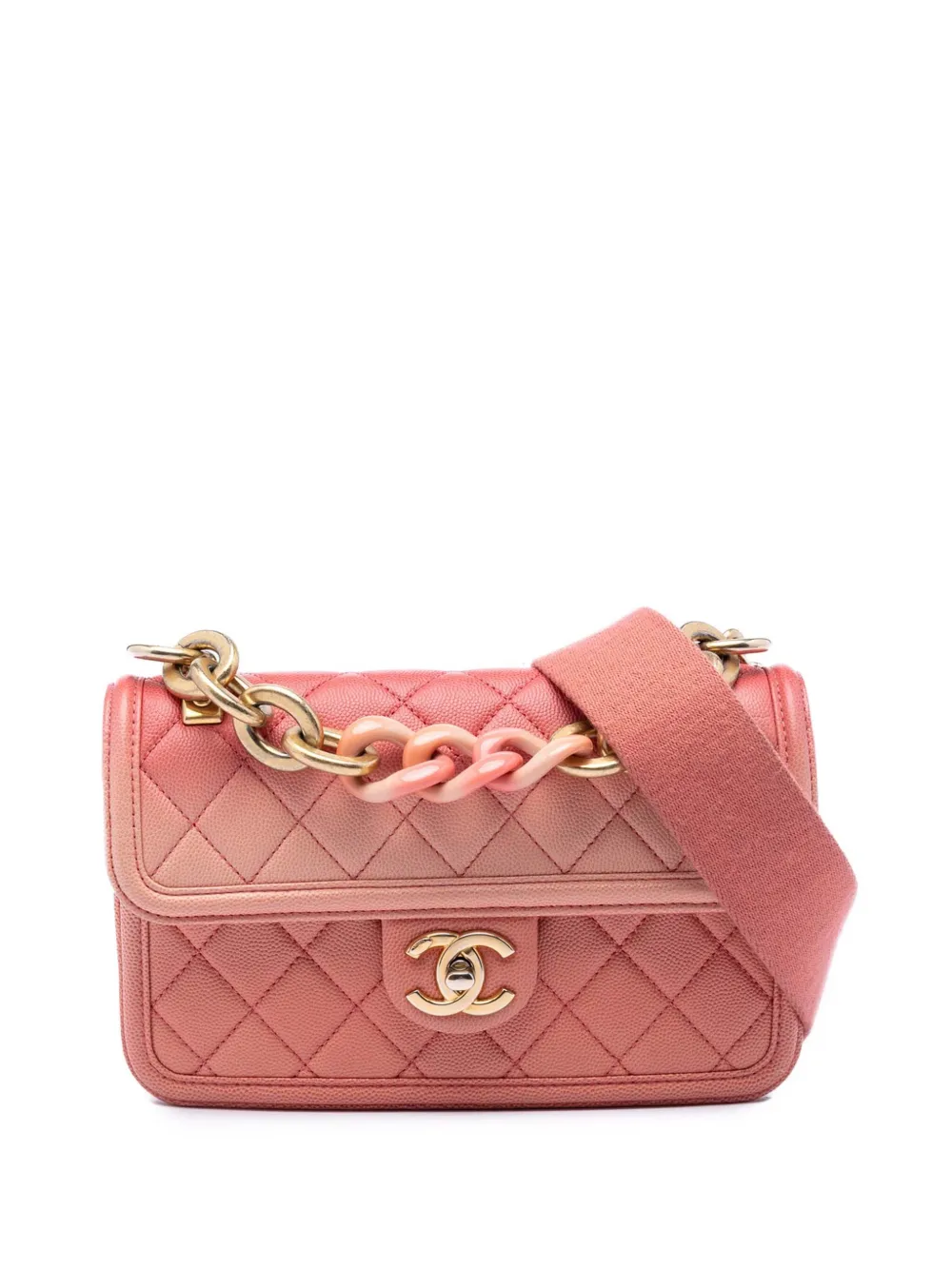 CHANEL Pre-Owned 2019 Small Quilted Caviar Sunset On The Sea Flap satchel - Rosa