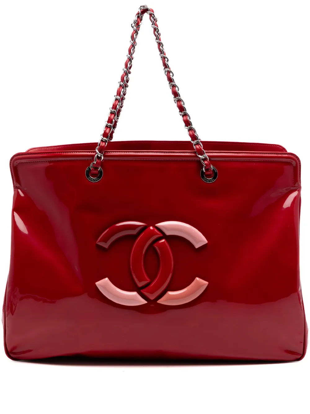 CHANEL Pre-Owned 2009-2010 Patent CC Lipstick tote bag - Rot