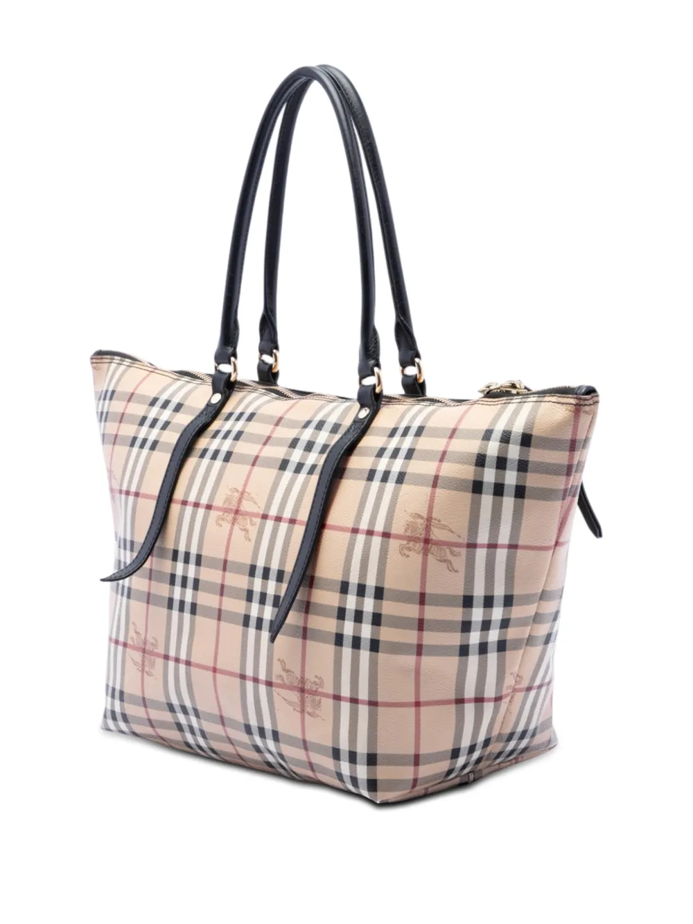  Burberry Pre-owned Borsa Tote Salisbury Media In Tela Cerata Con Motivo Haymarket Check 2000-2017 - Nero 