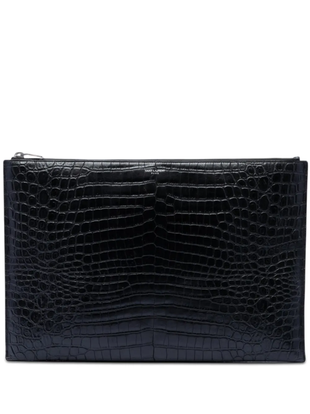 Saint Laurent Pre-Owned 2017 Croc Embossed Leather Document Holder clutch bag - Nero