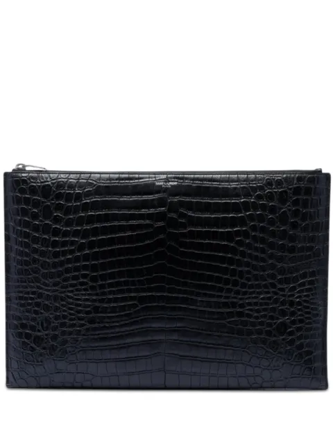 Saint Laurent Pre-Owned bolso de mano Document Holder de piel con efecto de piel de cocodrilo en relieve 2017