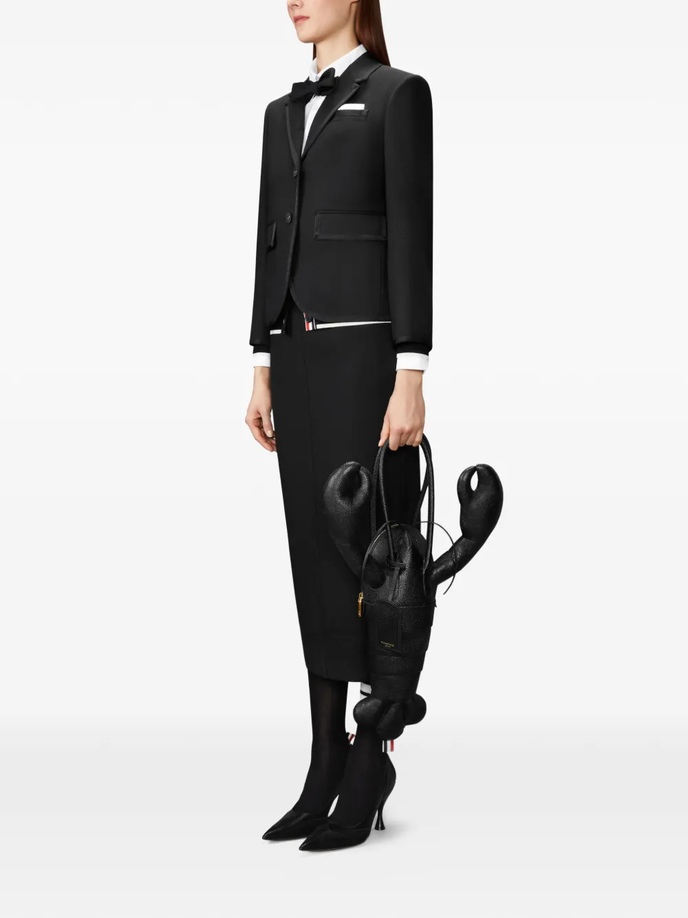 Thom Browne Leren shopper met kreeftpatroon Zwart
