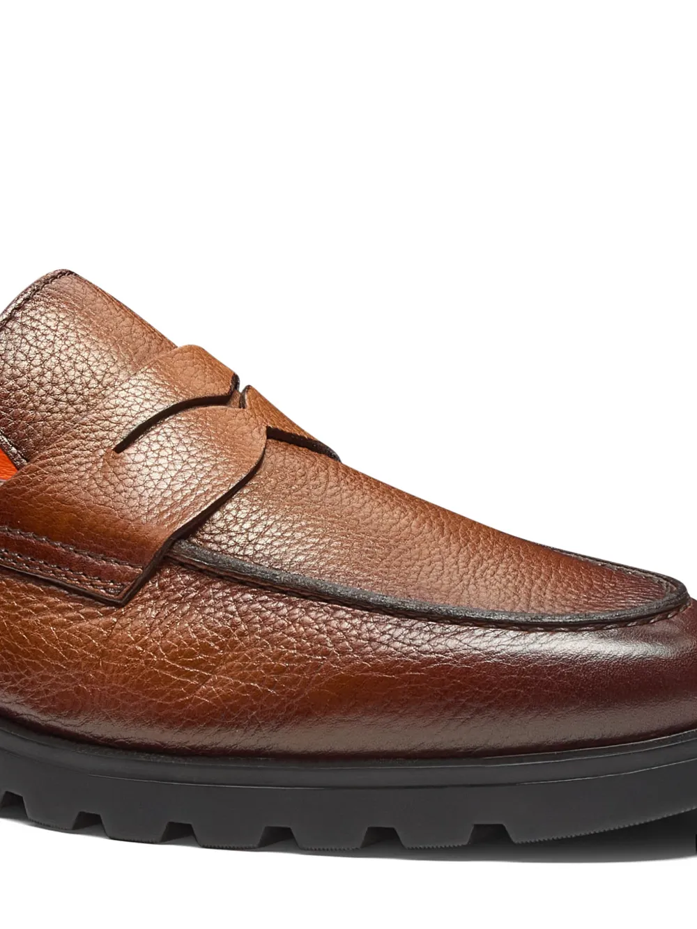 Santoni Leren penny loafers Bruin