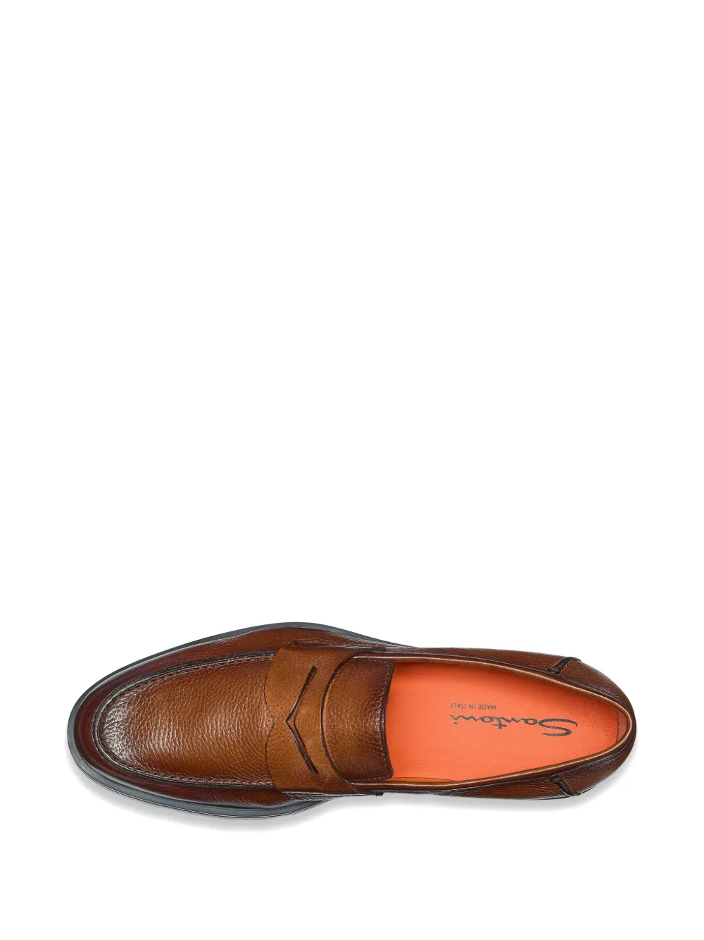 Santoni Leren penny loafers Bruin