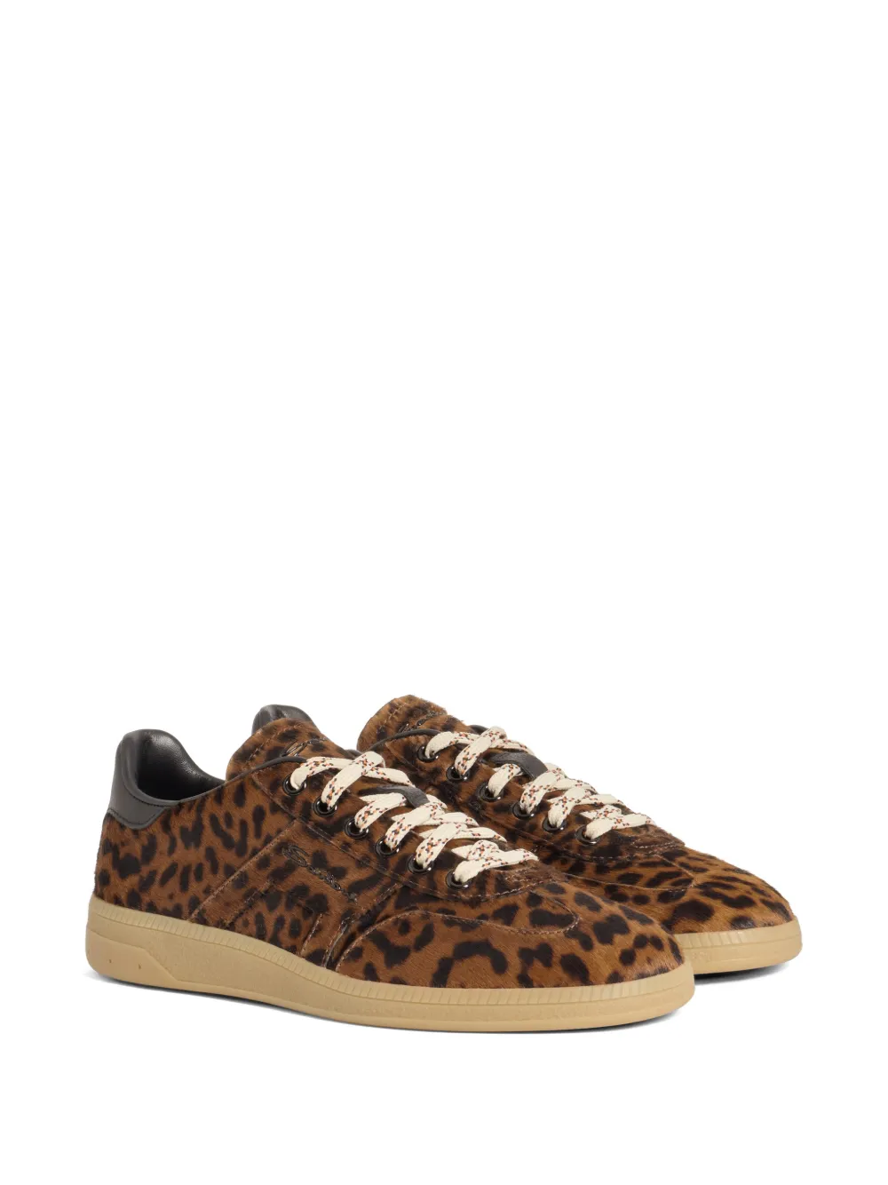 Santoni DBS Oly sneakers met luipaardprint Bruin