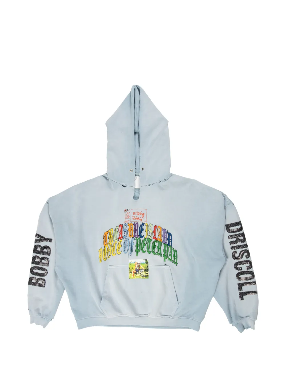 Paly Bobby Driscoll graphic-print distressed hoodie - Blu
