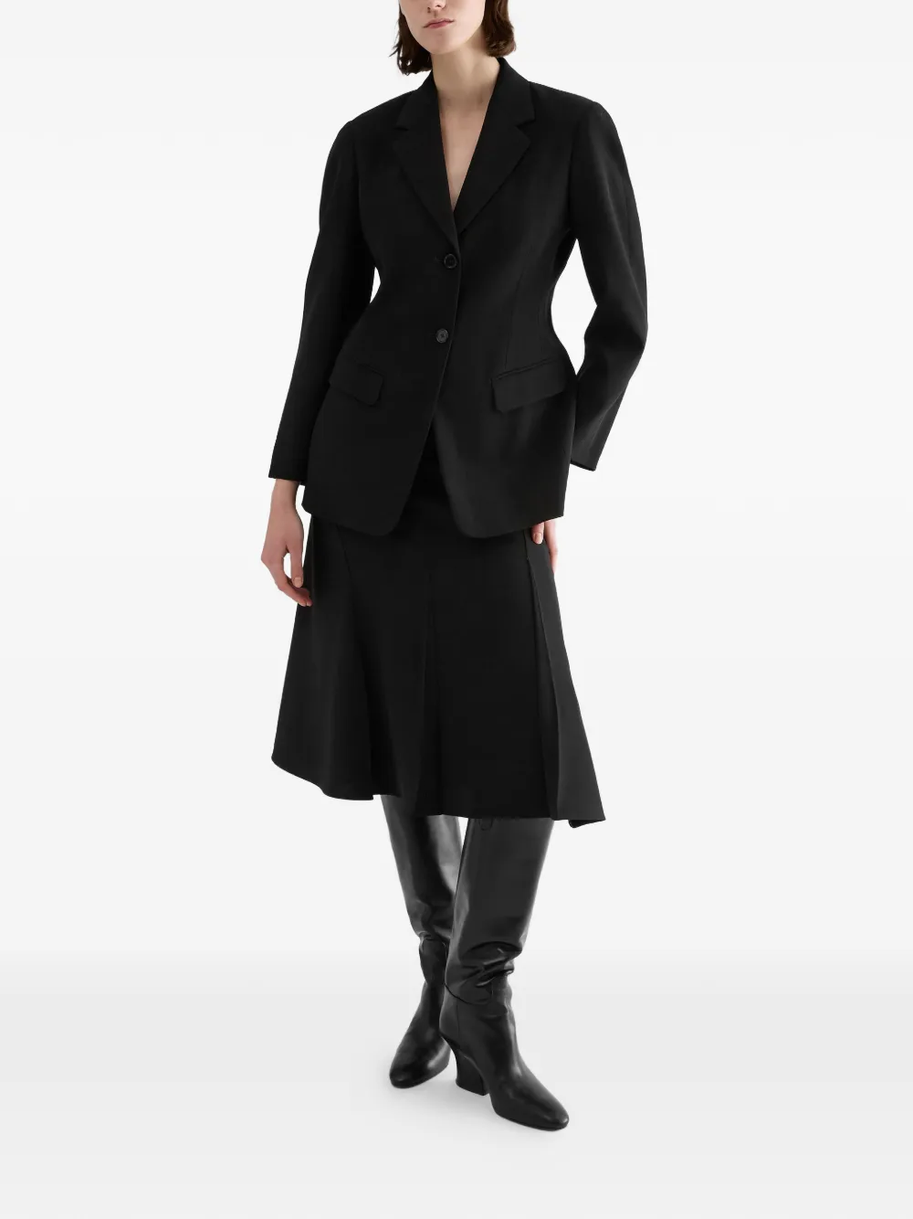 Jil Sander High waist midi-rok met A-lijn Zwart