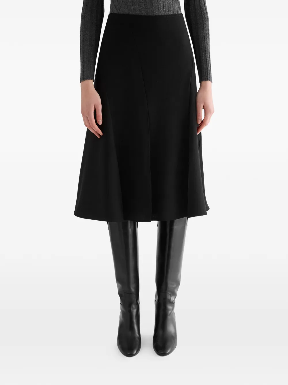 Jil Sander High waist midi-rok met A-lijn Zwart