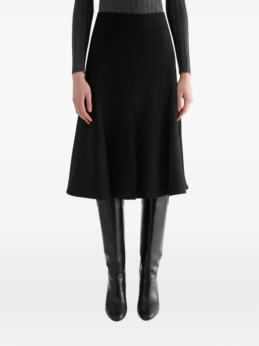 Jil Sander High waist midi-rok met A-lijn Zwart