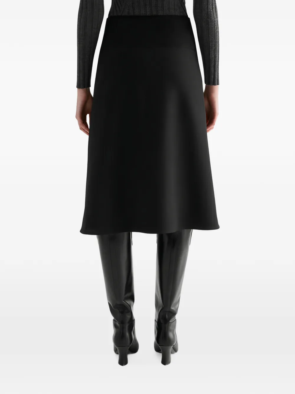 Jil Sander High waist midi-rok met A-lijn Zwart