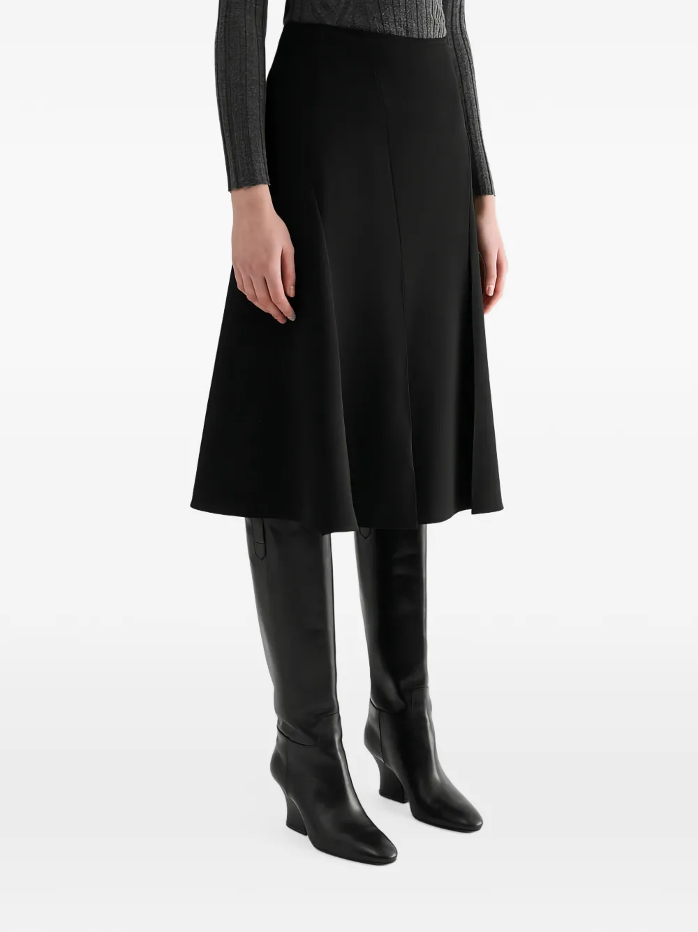 Jil Sander High waist midi-rok met A-lijn Zwart